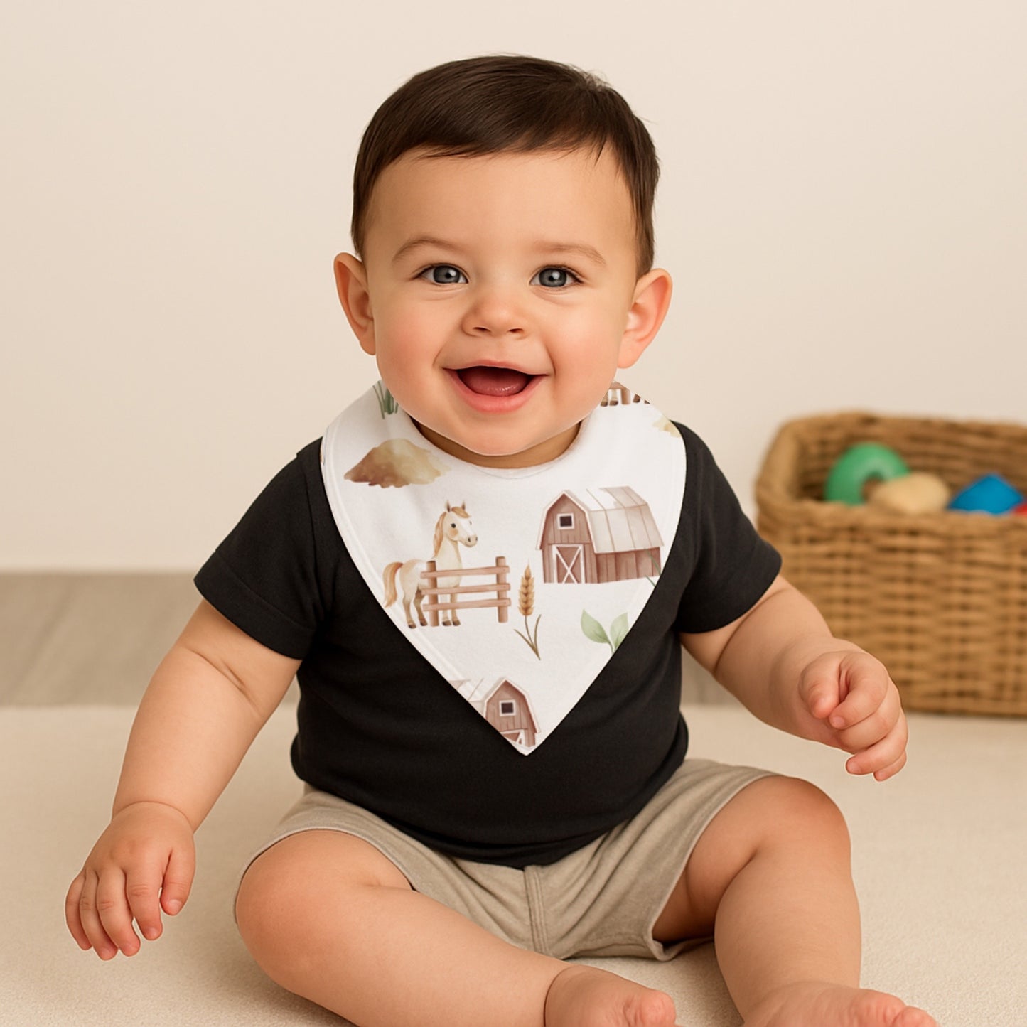 Bavoir - Chevaux beige