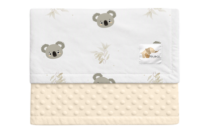 Couverture minky - Koalas et feuillus beiges