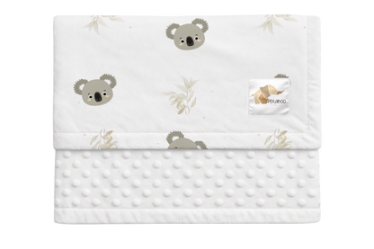 Couverture minky - Koalas et feuillus beiges