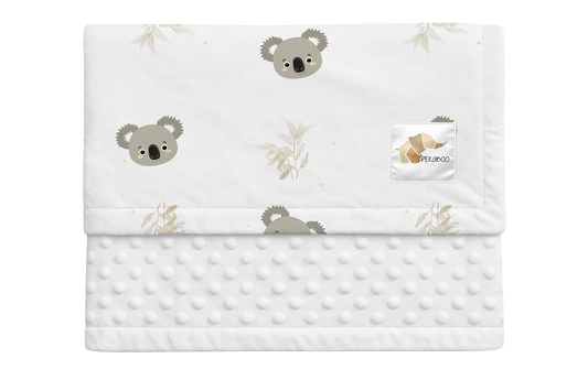 Couverture minky - Koalas et feuillus beiges