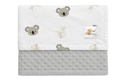 Couverture minky - Koalas et feuillus beiges