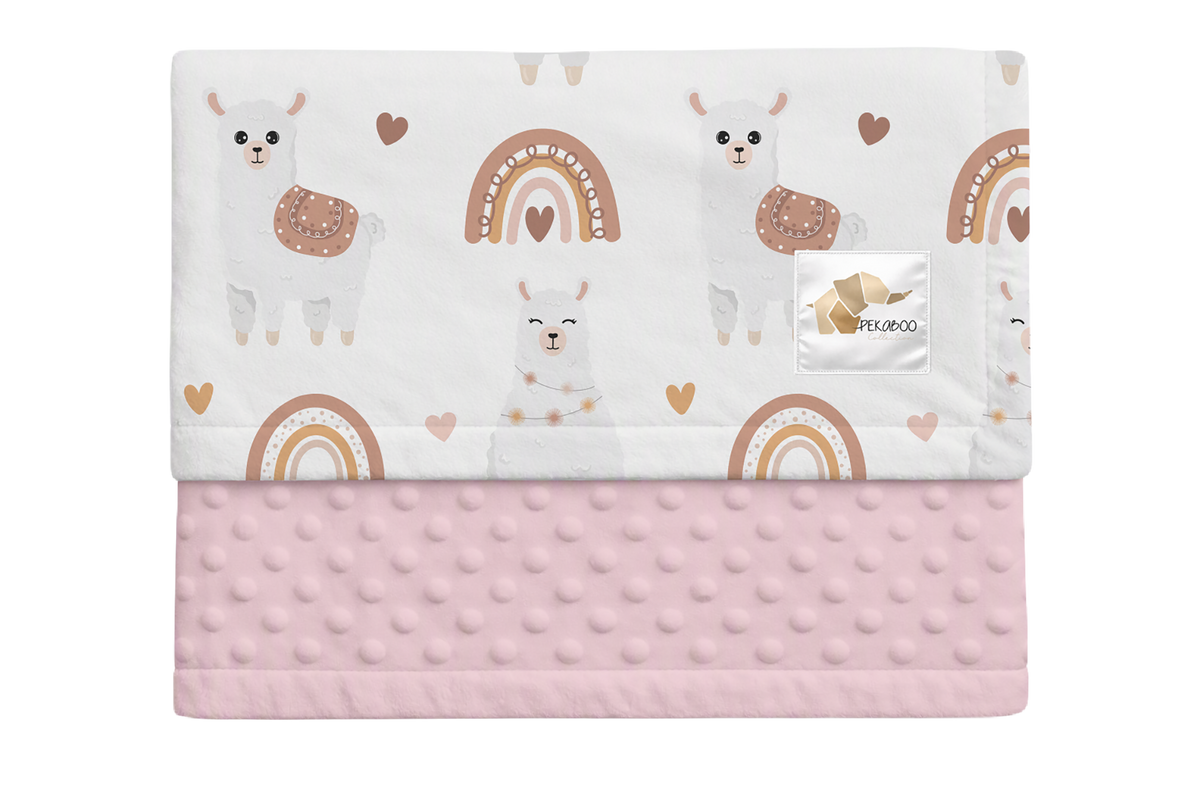 Couverture minky - Lamas beiges
