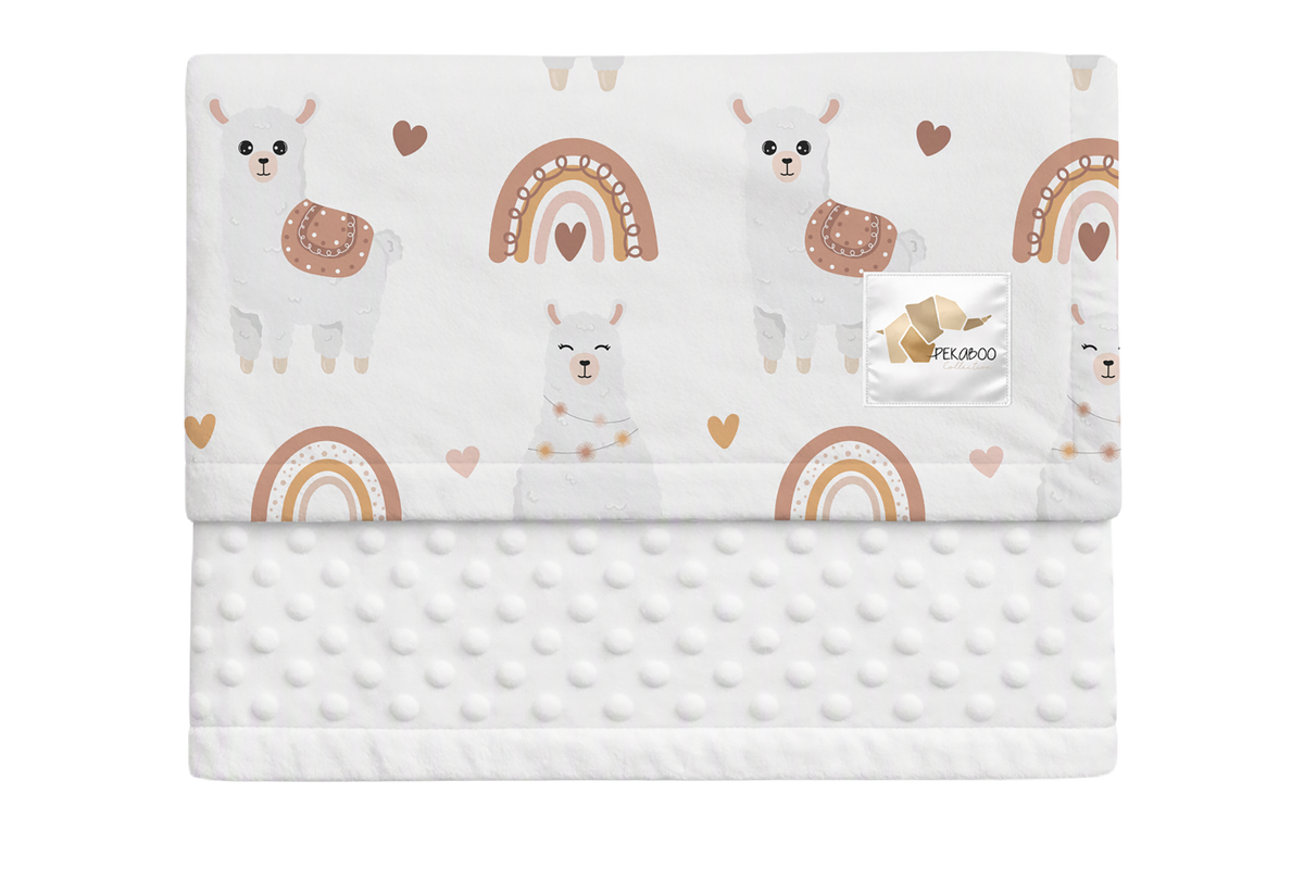 Couverture minky - Lamas beiges