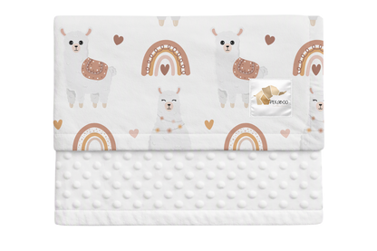 Couverture minky - Lamas beiges