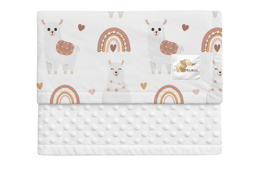 Couverture minky - Lamas beiges