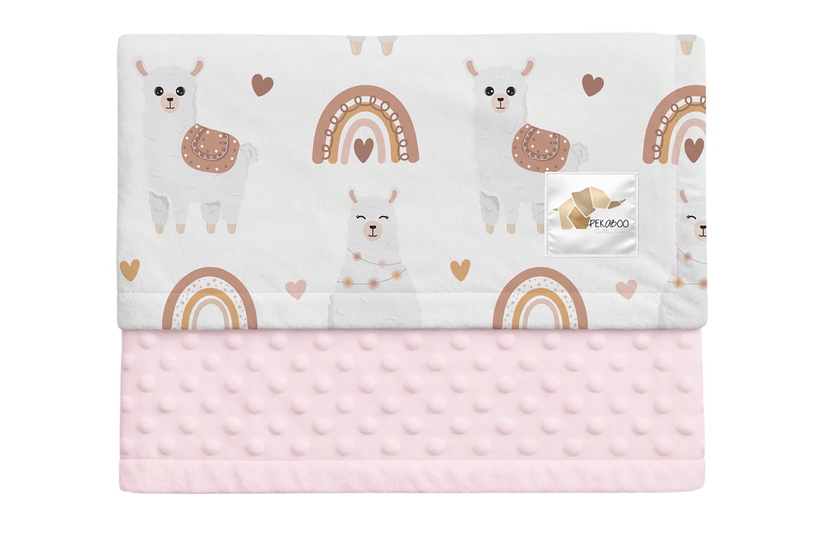 Couverture minky - Lamas beiges
