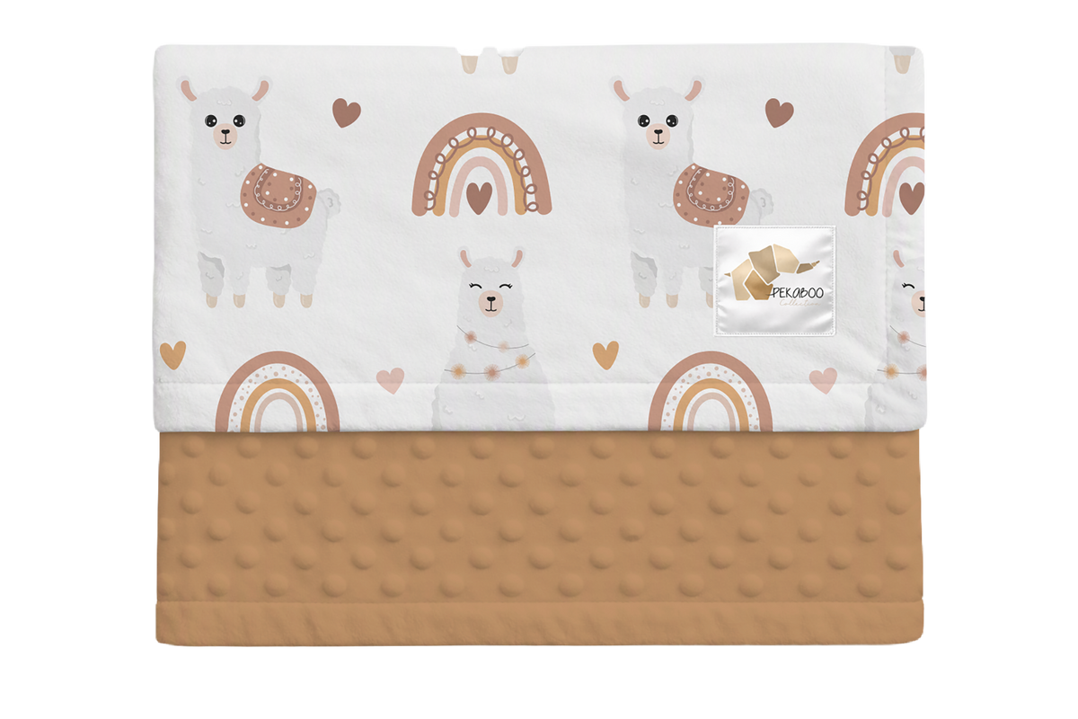 Couverture minky - Lamas beiges