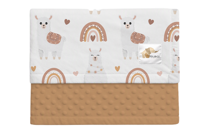 Couverture minky - Lamas beiges
