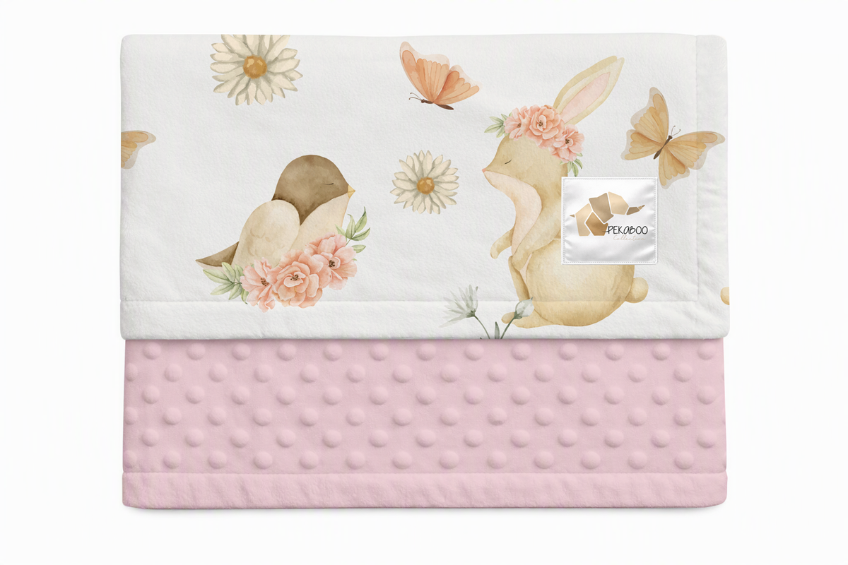 Couverture minky - Lapins abeilles