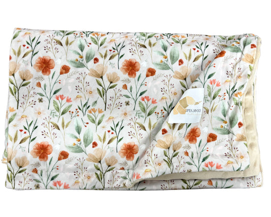 Couverture minky - Fleuri vintage beige