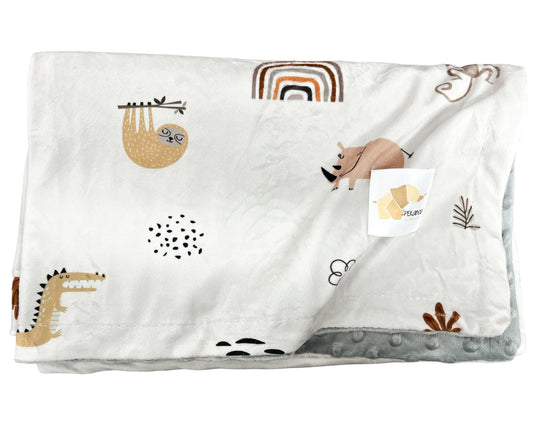 Couverture minky - Zoo rust