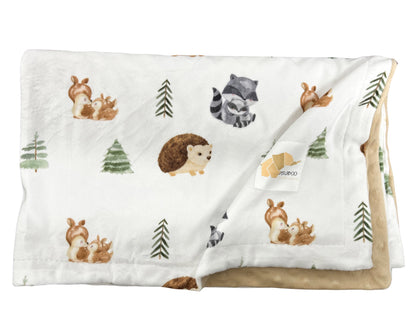 Couverture minky - Animaux sauge