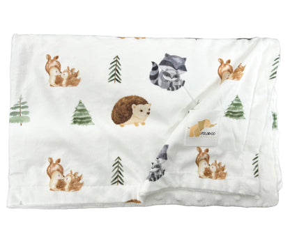 Couverture minky - Animaux sauge