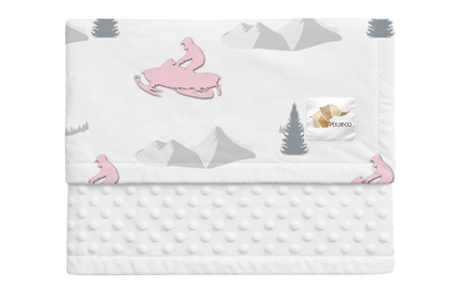 Couverture minky - Motoneiges roses