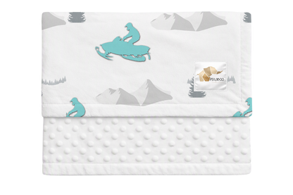 Couverture minky - Motoneiges turquoise