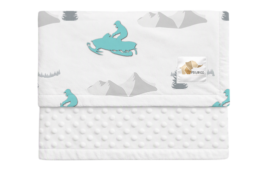 Couverture minky - Motoneiges turquoise