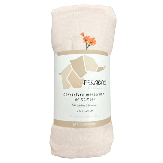 Couverture mousseline de bambou - Pétale orangée
