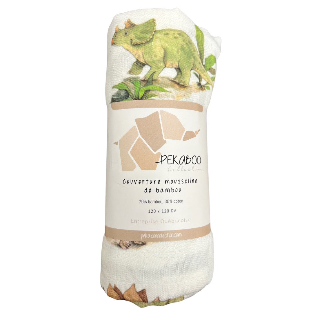 Couverture mousseline de bambou - Mission Dino