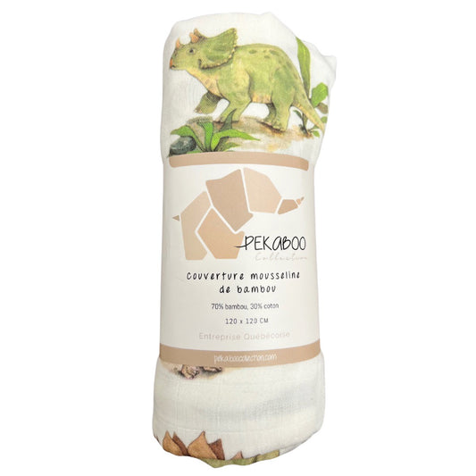 Couverture mousseline de bambou - Mission Dino