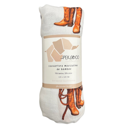 Couverture mousseline de bambou - Mon petit cowboy
