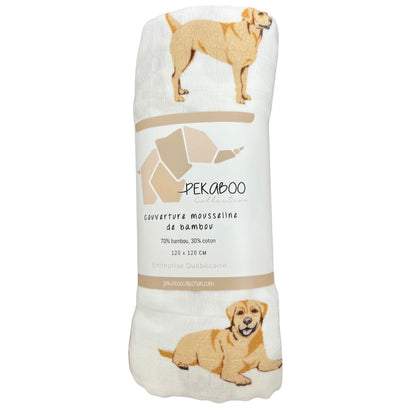 Couverture mousseline de bambou - Chien labrador