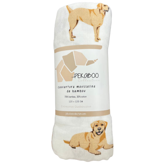 Couverture mousseline de bambou - Chien labrador