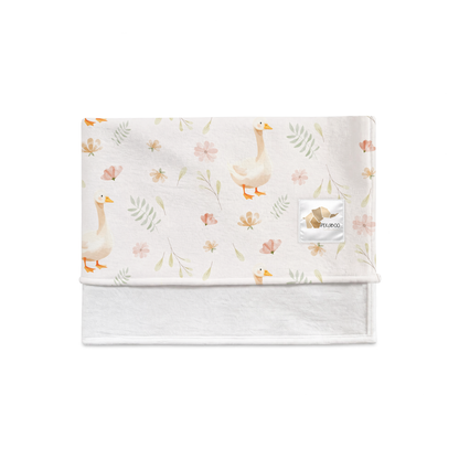 Couverture magiks - Oies fleuri pastel rose et rust