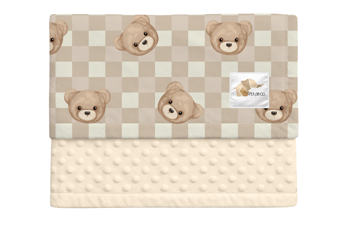 Couverture minky - Oursons beiges