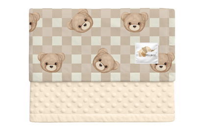 Couverture minky - Oursons beiges