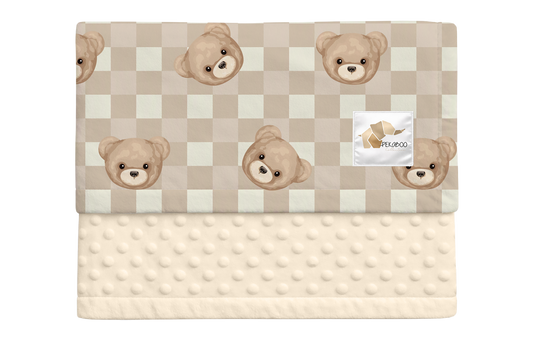 Couverture minky - Oursons beiges