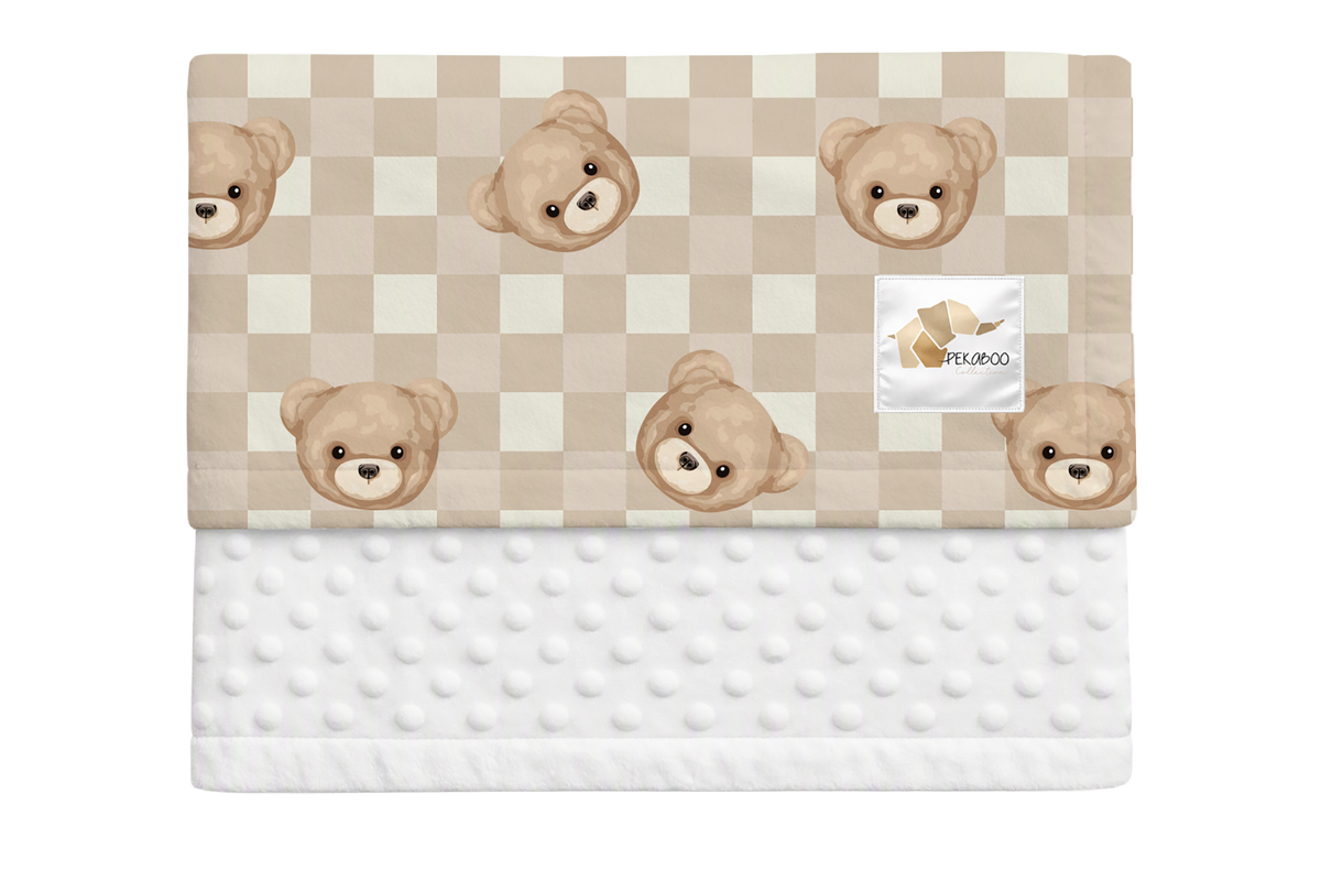 Couverture minky - Oursons beiges