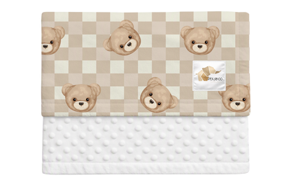 Couverture minky - Oursons beiges