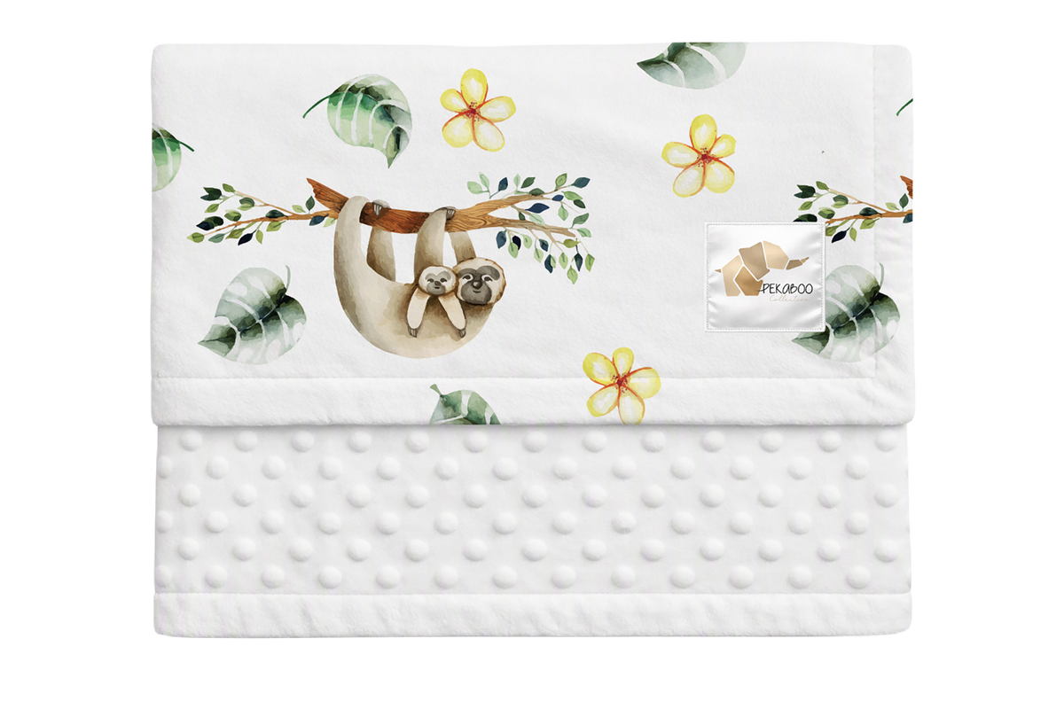 Couverture minky - Paresseux verts