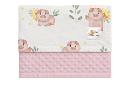 Couverture minky - Petits cochons roses