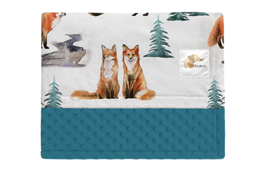 Couverture minky - Renards et sapins
