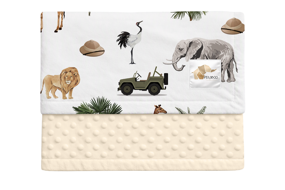 Couverture minky - Safari Jeeps