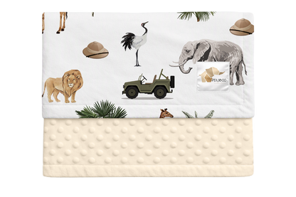 Couverture minky - Safari Jeeps