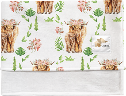 Couverture magiks - Vaches highlands fond blanc