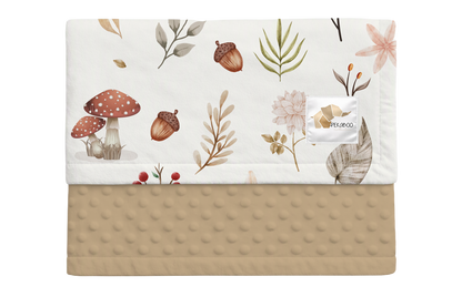 Couverture minky - Feuillages et champignons