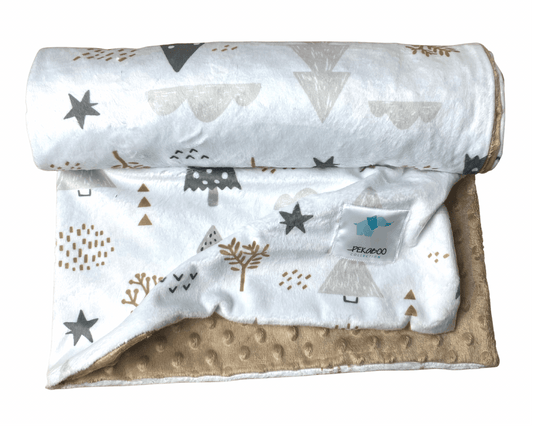 Couverture minky - Sapins beiges