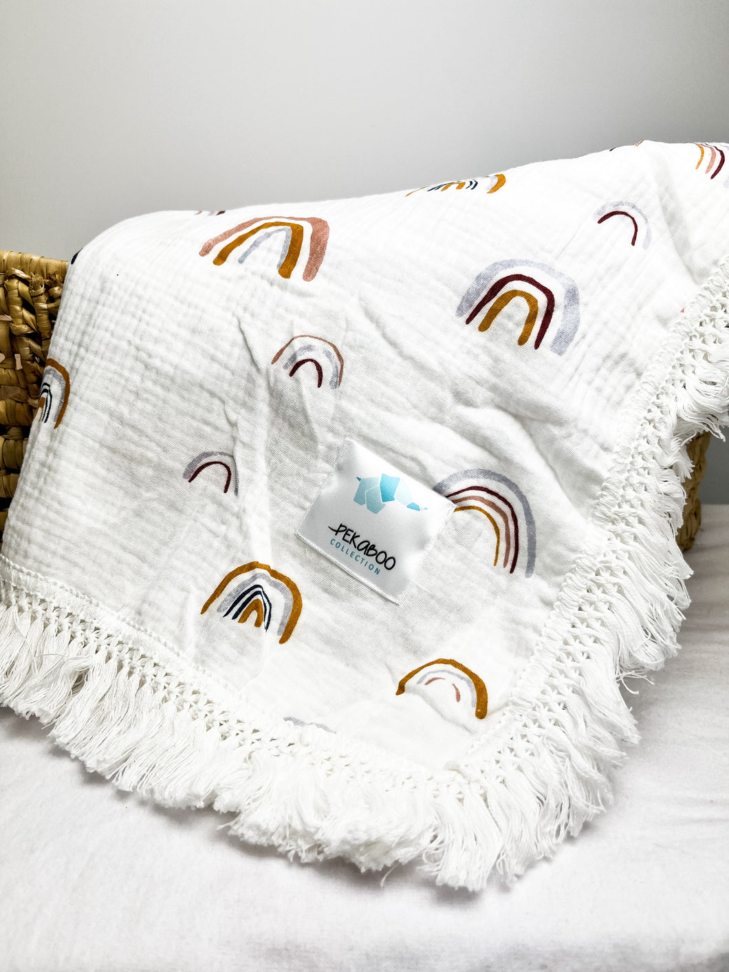 Couverture mousseline avec franges-Rainbow