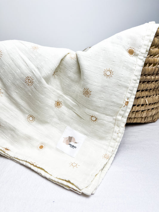 Couverture mousseline de bambou - Mini soleils