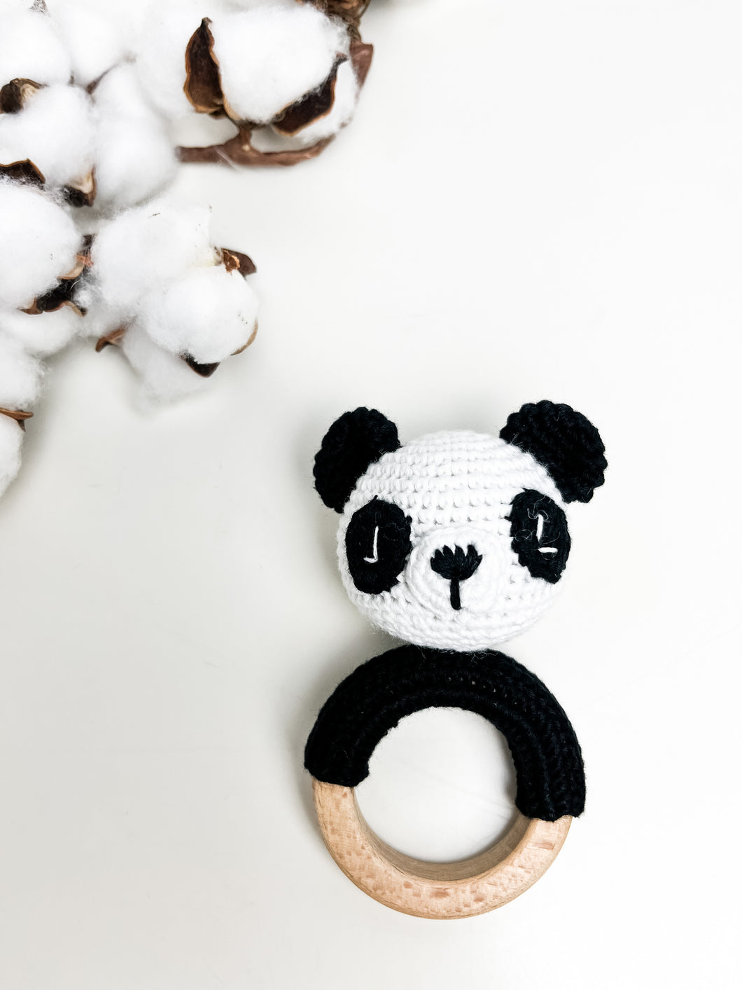 Hochet bois et crochet- Panda
