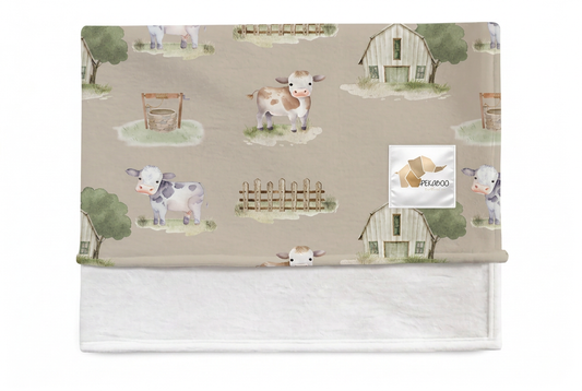 Couverture magiks - Fermes et vaches fond  taupe