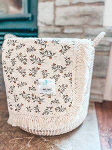 Couverture mousseline avec franges-Cerisier