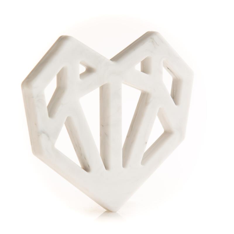 Jouet de dentition -Coeur géométrique marbre