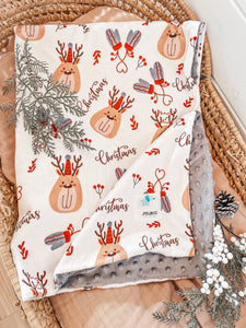 Couverture minky- Renne & mitaine