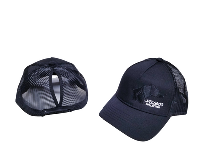 Casquette noire pour femme avec fente pour chignon - Logo noir